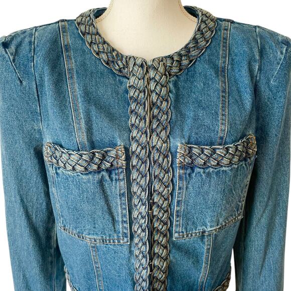 NWT Veronica Beard Arrowe Denim Jacket Collarless Blazer Jeans Size 8 - Picture 9 of 12